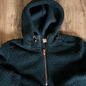 Cozy dark sardinia blue sherpa hoodie
